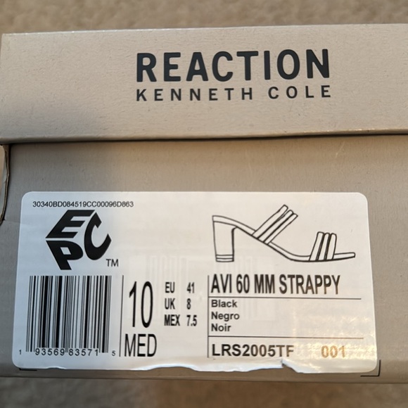Reaction Kenneth Cole Avi Strappy Heel Size 10 Color Black Gold - Picture 9 of 9